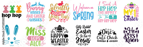 Cute Easter Day Trendy Retro Style Illustration Bundle Vector Illustration for Mug Design, Sticker, Bookmark