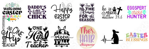 Minimal Easter Sunday Hand Lettering Set Vector Illustration for Motion Graphics, Decal, Postcard