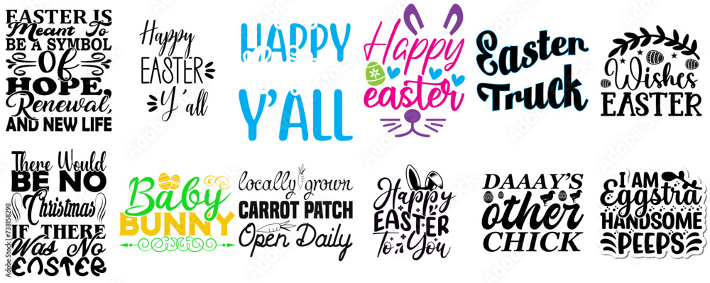 Elegant Easter Sunday Inscription Bundle Vector Illustration for Packaging, Printing Press, Vouchers Elegant Easter Sunday Inscription Bundle Vector Illustration for Packaging, Printing Press, Vouchers