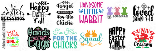 Colourful Easter and Spring Phrase Bundle Vector Illustration for Book Cover, Printable, Greeting Card