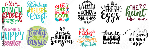 Creative Easter and Holiday Calligraphic Lettering Bundle Vector Illustration for Magazine, Postcard, Poster