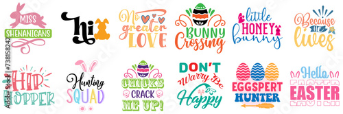 Minimalist Easter Day Labels And Badges Set Vector Illustration for Magazine, Advertisement, Decal