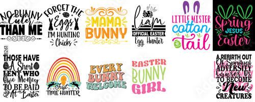 Decorative Easter and Spring Phrase Bundle Vector Illustration for Magazine, Postcard, Logo
