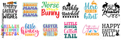Simple Easter Trendy Retro Style Illustration Set Vector Illustration for Newsletter, Flyer, Presentation
