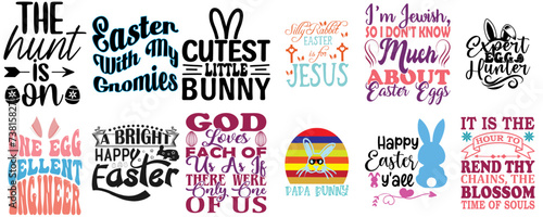 Minimal Easter and Holiday Trendy Retro Style Illustration Set Vector Illustration for Label, Flyer, Brochure