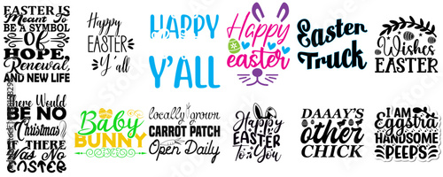 Slika na platnu Elegant Easter Sunday Inscription Bundle Vector Illustration for Packaging, Prin
