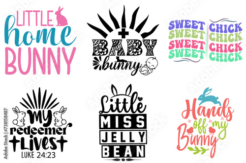 Elegant Easter Day Trendy Retro Style Illustration Set Vector Illustration for Magazine, Infographic, Label