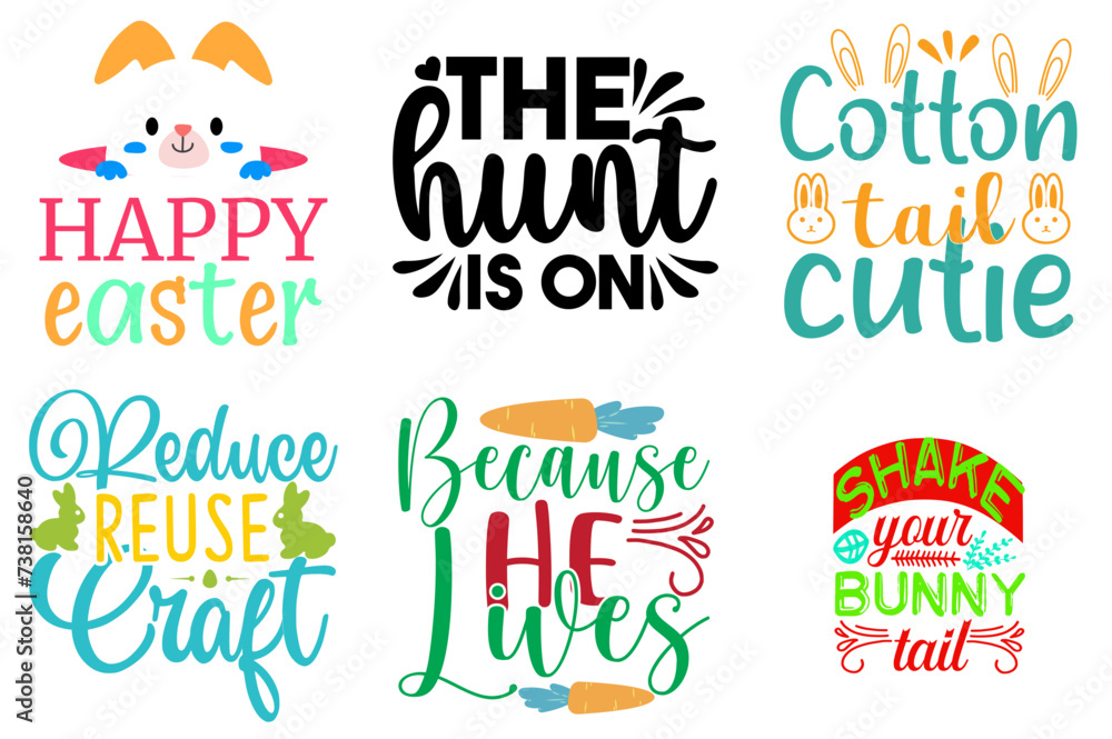 Creative Easter and Holiday Quotes Set Vector Illustration for Icon, Presentation, Stationery
