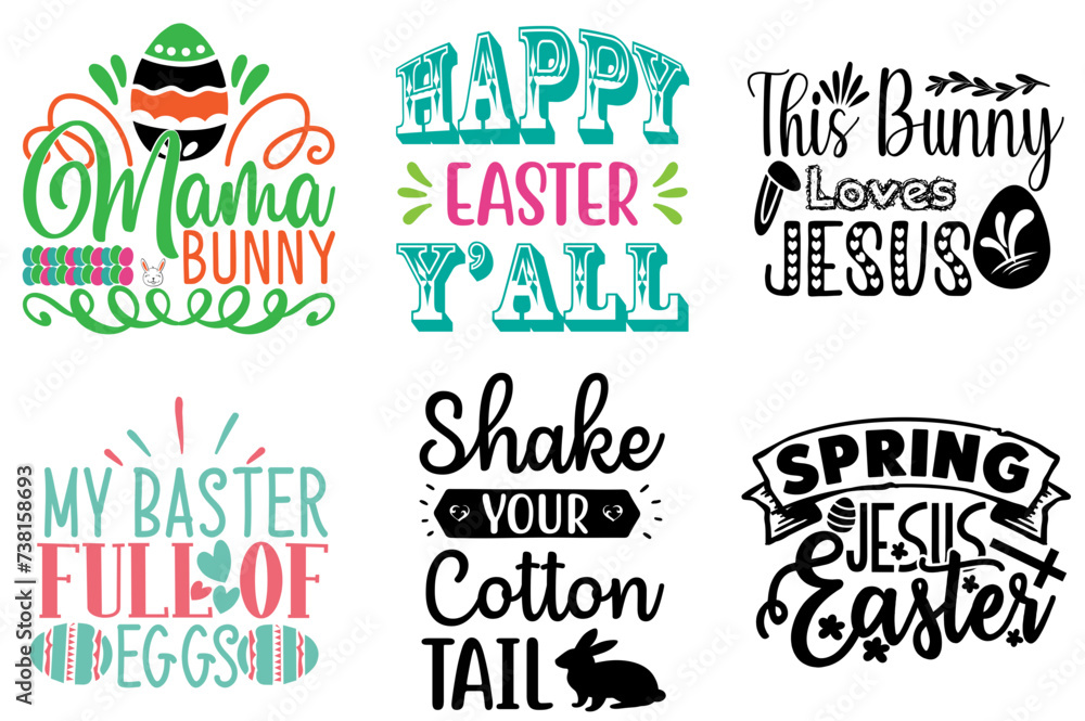 Minimal Easter Sunday Labels And Badges Set Vector Illustration for Mug Design, Advertising, Label