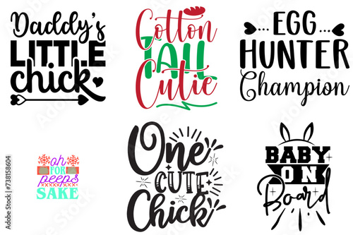 Colourful Easter and Holiday Quotes Set Vector Illustration for Mug Design, Advertisement, Holiday Cards