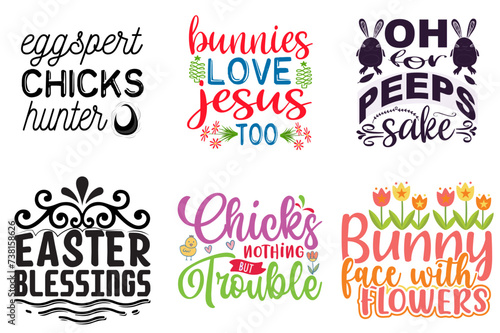 Colourful Easter Calligraphic Lettering Set Vector Illustration for Presentation, Icon, Flyer