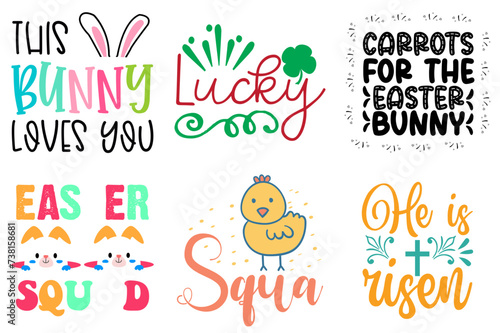 Vibrant Easter and Spring Typographic Emblems Set Vector Illustration for Printing Press, Motion Graphics, Announcement