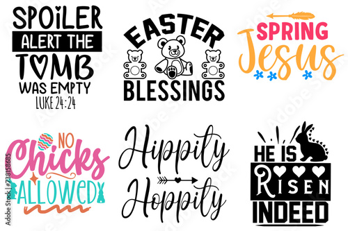 Minimalist Easter Day Typographic Emblems Set Vector Illustration for Vouchers, Logo, Icon