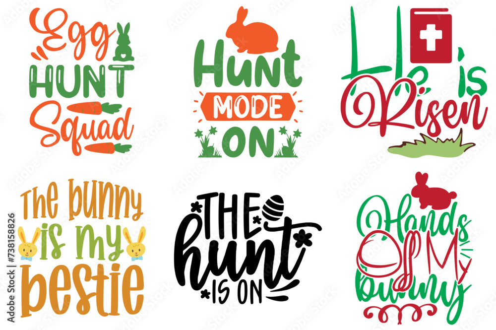 Creative Easter Typography Bundle Vector Illustration for Brochure, Flyer, Bookmark Creative Easter Typography Bundle Vector Illustration for Brochure, Flyer, Bookmark