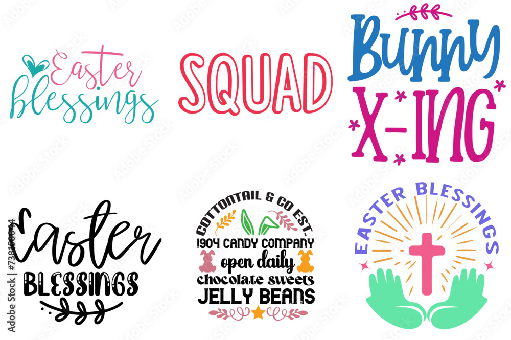 Vibrant Easter Typographic Emblems Bundle Vector Illustration for Motion Graphics, Announcement, Printable Vibrant Easter Typographic Emblems Bundle Vector Illustration for Motion Graphics, Announcement, Printable