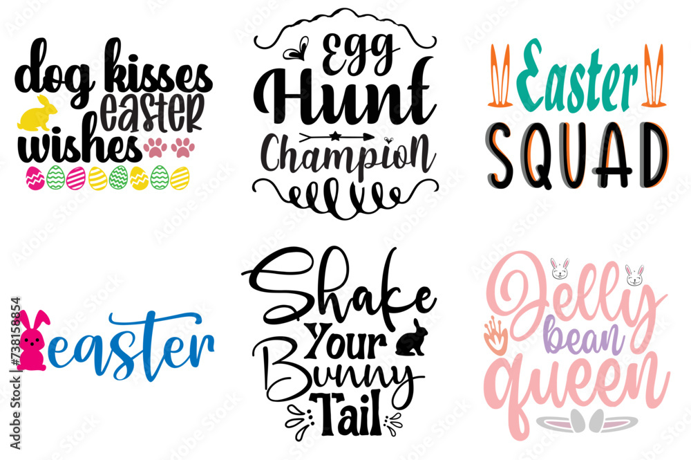 Creative Easter Typographic Emblems Set Vector Illustration for Brochure, Announcement, Newsletter