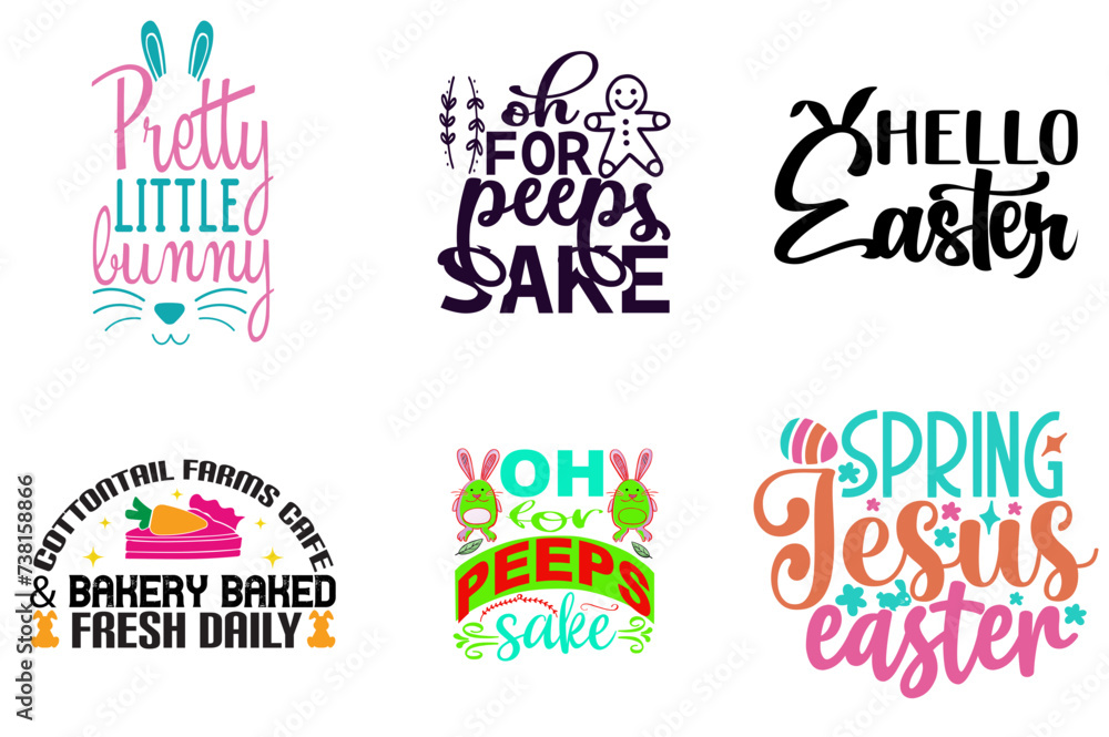 Minimalist Easter Calligraphic Lettering Collection Vector Illustration for Decal, Presentation, Gift Card