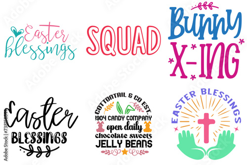 Vibrant Easter Typographic Emblems Bundle Vector Illustration for Motion Graphics, Announcement, Printable