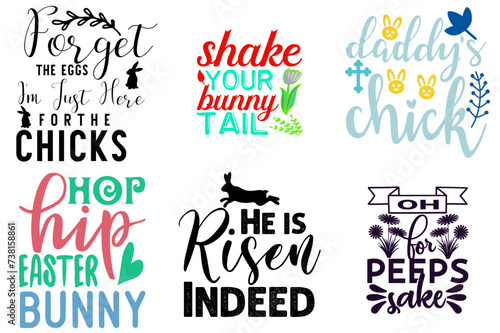 Cute Easter Day Quotes Set Vector Illustration for Banner, Printable, Sticker