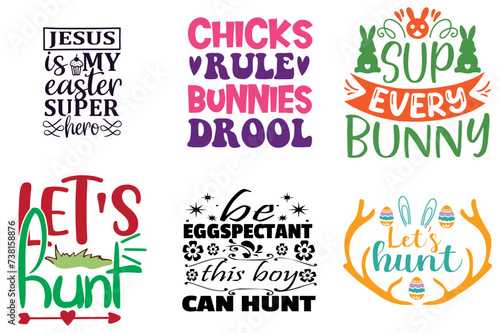 Classic Easter and Spring Typography Set Vector Illustration for Sticker, Poster, Vouchers