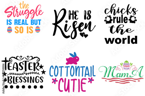 Vibrant Easter and Spring Typographic Emblems Bundle Vector Illustration for Motion Graphics, Holiday Cards, Mug Design