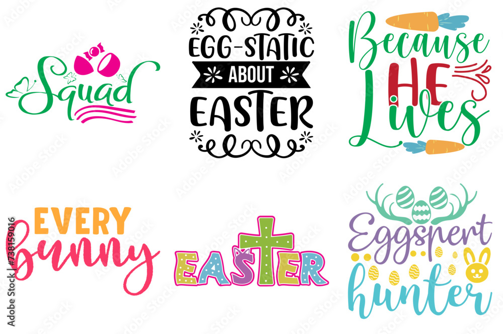 Fototapeta premium Simple Easter and Holiday Hand Lettering Bundle Vector Illustration for Bookmark, Printable, Gift Card