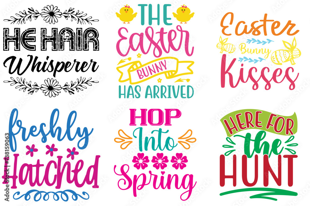 Decorative Easter and Spring Phrase Set Vector Illustration for Brochure, Packaging, Mug Design