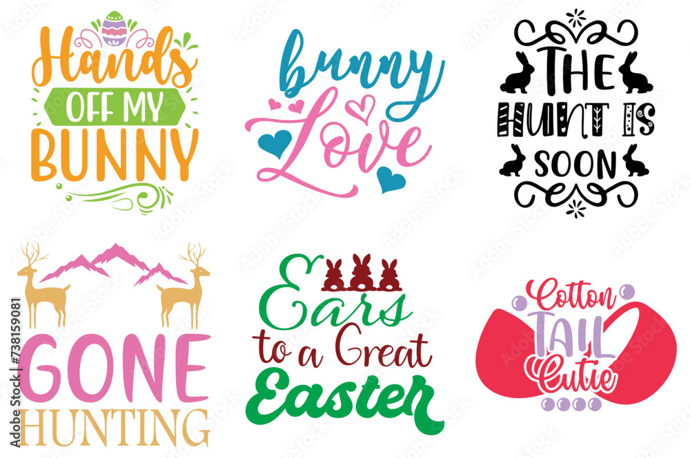 Elegant Easter and Holiday Calligraphy Set Vector Illustration for Magazine, Banner, T-Shirt Design