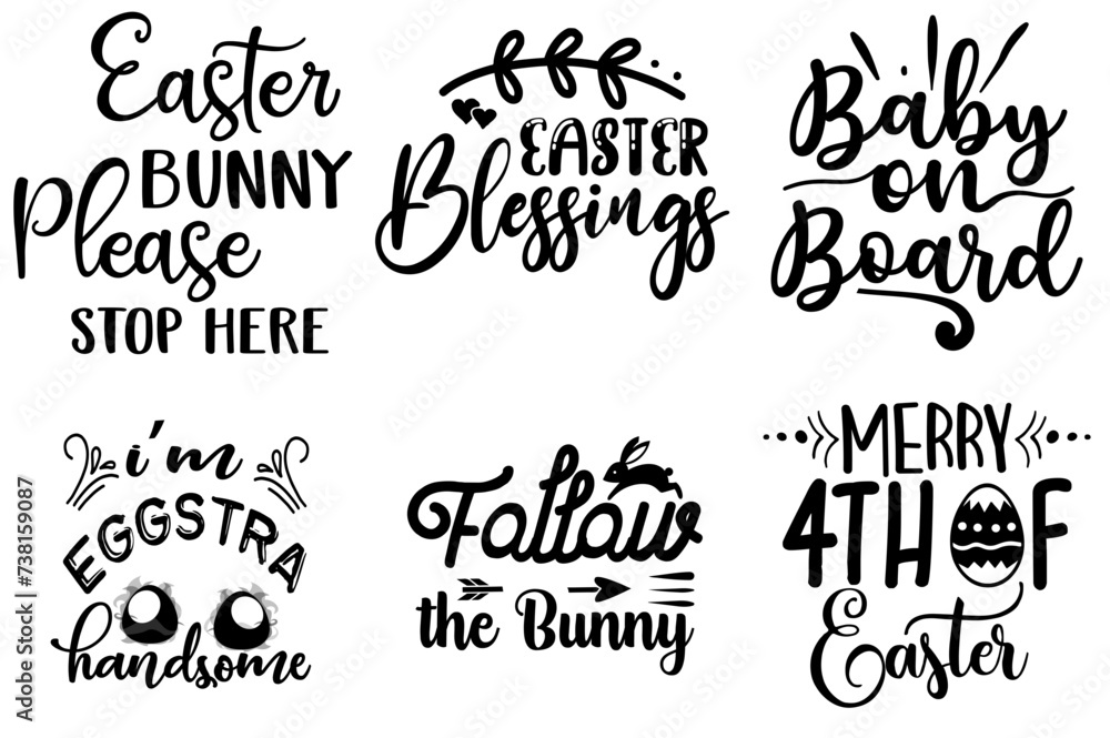 Colourful Easter Typographic Emblems Bundle Vector Illustration for Logo, Printable, Vouchers