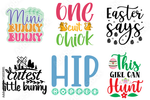 Decorative Easter Day Invitation Set Vector Illustration for Icon, Holiday Cards, Stationery