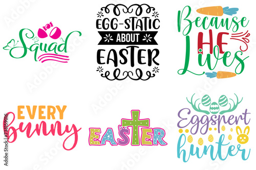 Simple Easter and Holiday Hand Lettering Bundle Vector Illustration for Bookmark, Printable, Gift Card