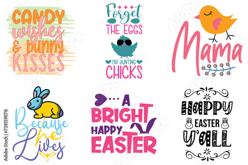 Minimalist Easter Typography Bundle Vector Illustration for Postcard, Magazine, Brochure