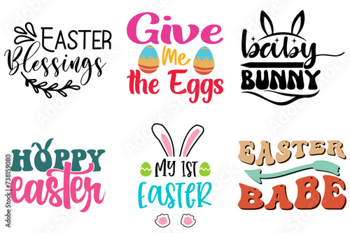 Colourful Easter Calligraphic Lettering Set Vector Illustration for Poster, Decal, Logo