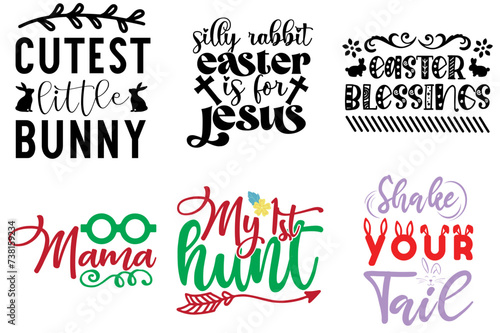 Simple Easter Sunday Typographic Emblems Bundle Vector Illustration for Advertising, Decal, Stationery