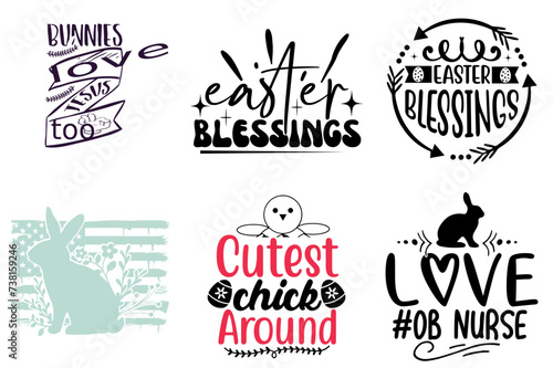 Vibrant Easter Quotes Set Vector Illustration for Social Media Post, Label, Gift Card