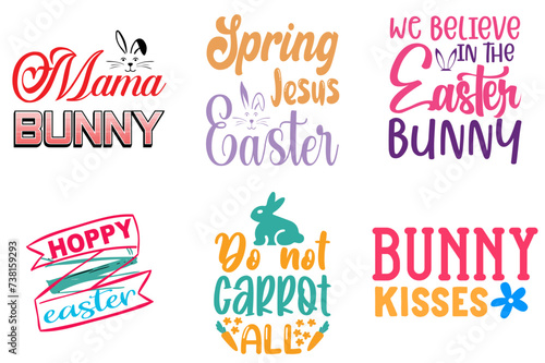 Modern Easter Trendy Retro Style Illustration Bundle Vector Illustration for Vouchers, Flyer, Greeting Card