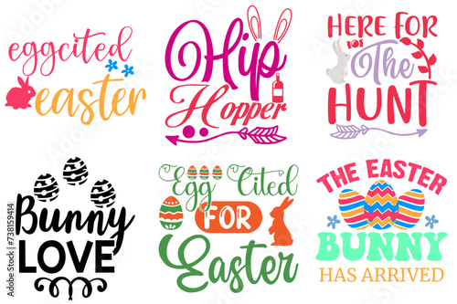 Elegant Easter and Spring Calligraphy Bundle Vector Illustration for Wrapping Paper, Gift Card, Magazine