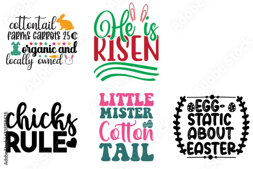 Cute Easter and Spring Typography Bundle Vector Illustration for Decal, Announcement, Flyer