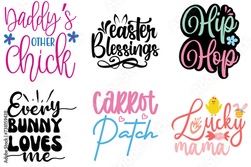 Colourful Easter Labels And Badges Set Vector Illustration for Postcard, Mug Design, Stationery