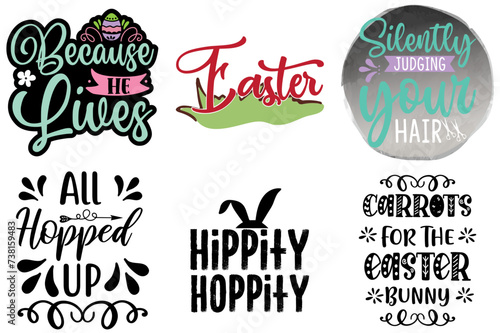 Decorative Easter and Spring Typography Set Vector Illustration for Infographic, T-Shirt Design, Icon