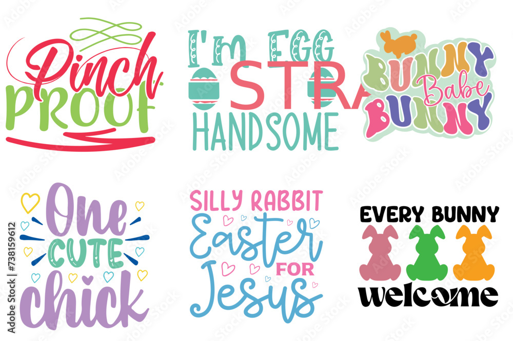 Cute Easter Invitation Set Vector Illustration for Bookmark, Label, Postcard