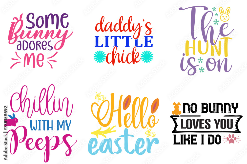 Cute Easter Sunday Hand Lettering Collection Vector Illustration for Logo, T-Shirt Design, Vouchers