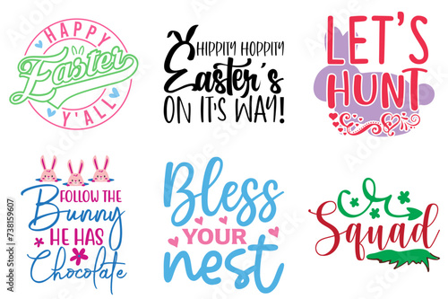 Classic Easter Day Calligraphic Lettering Bundle Vector Illustration for Printing Press, Motion Graphics, Sticker