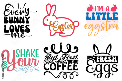Cute Easter Calligraphic Lettering Bundle Vector Illustration for Stationery, T-Shirt Design, Printing Press