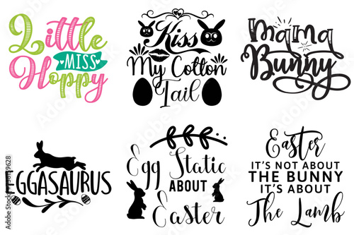 Colourful Easter Day Typography Bundle Vector Illustration for Packaging, Label, Gift Card