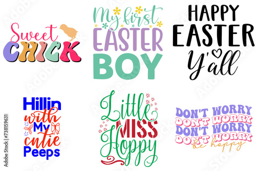 Creative Easter and Spring Trendy Retro Style Illustration Collection Vector Illustration for Mug Design, T-Shirt Design, Poster