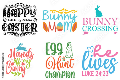 Simple Easter Day Labels And Badges Bundle Vector Illustration for Printing Press, Presentation, Greeting Card