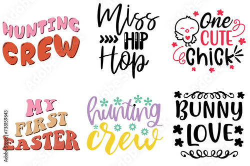 Colourful Easter Sunday Labels And Badges Set Vector Illustration for Announcement, Stationery, Decal