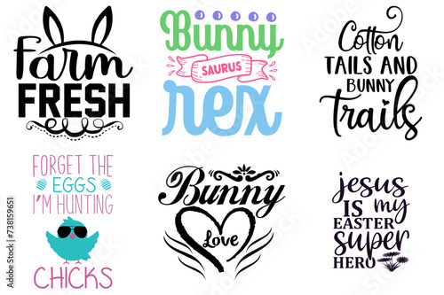 Colourful Easter Calligraphy Collection Vector Illustration for Postcard, Stationery, Printable