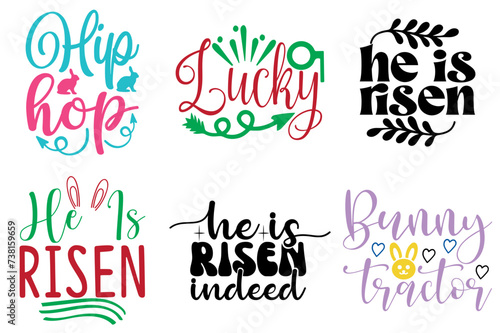 Modern Easter and Spring Trendy Retro Style Illustration Bundle Vector Illustration for Wrapping Paper, Postcard, Logo